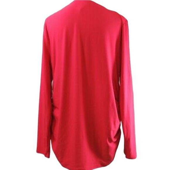 NWT Maternity Top Womens Medium Time and Tru Red Long Sleeve V Neck Ruched Sides - Picture 5 of 7